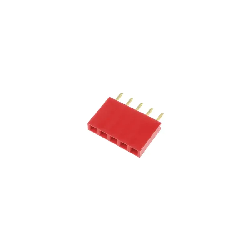1x5 Pin Header 2.54mm Pitch Red - Female